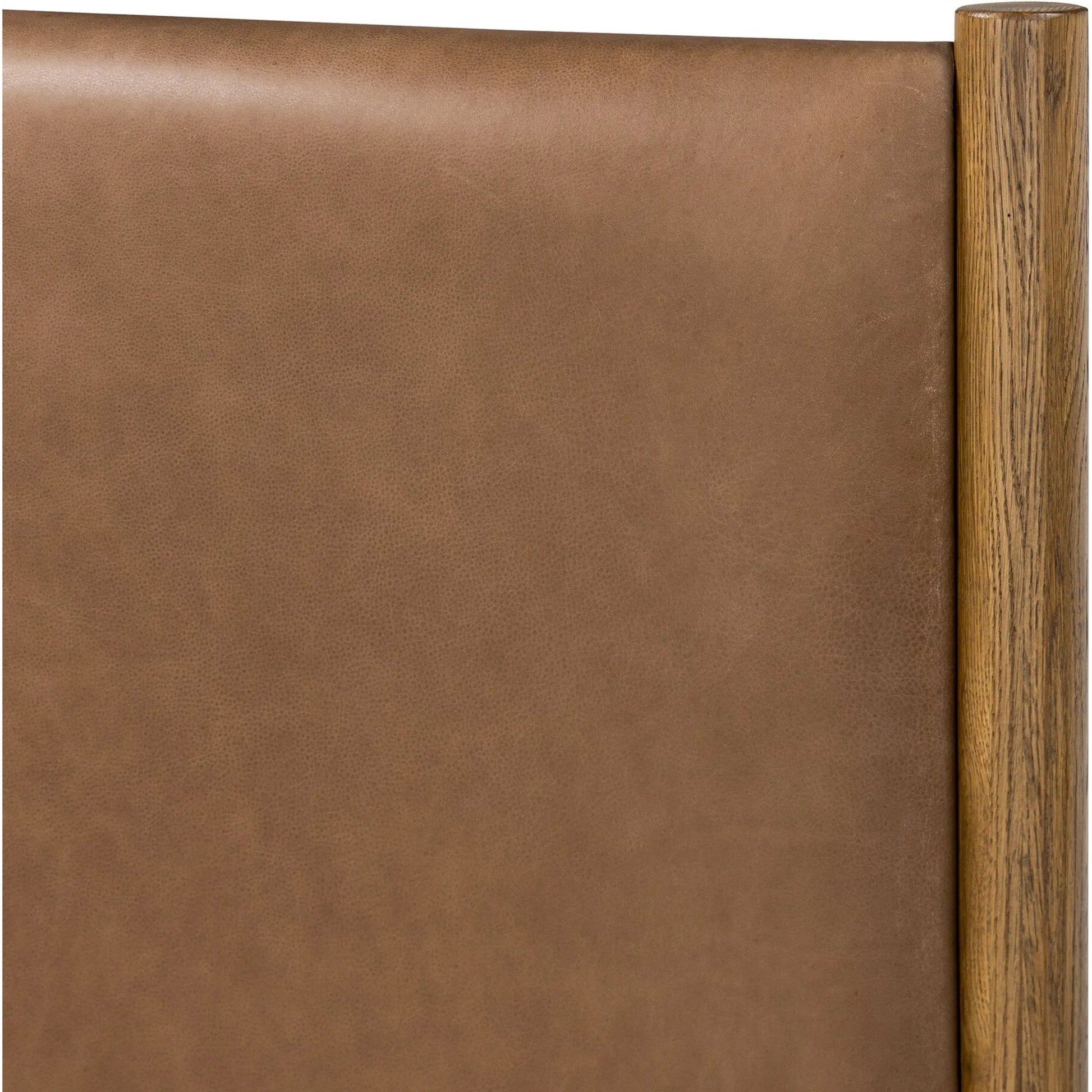 Roark Bed by Four Hands in palermo drift, amber oak, amber oak veneer. Made from top grain leather, solid oak, oak veneer in a traditional style.