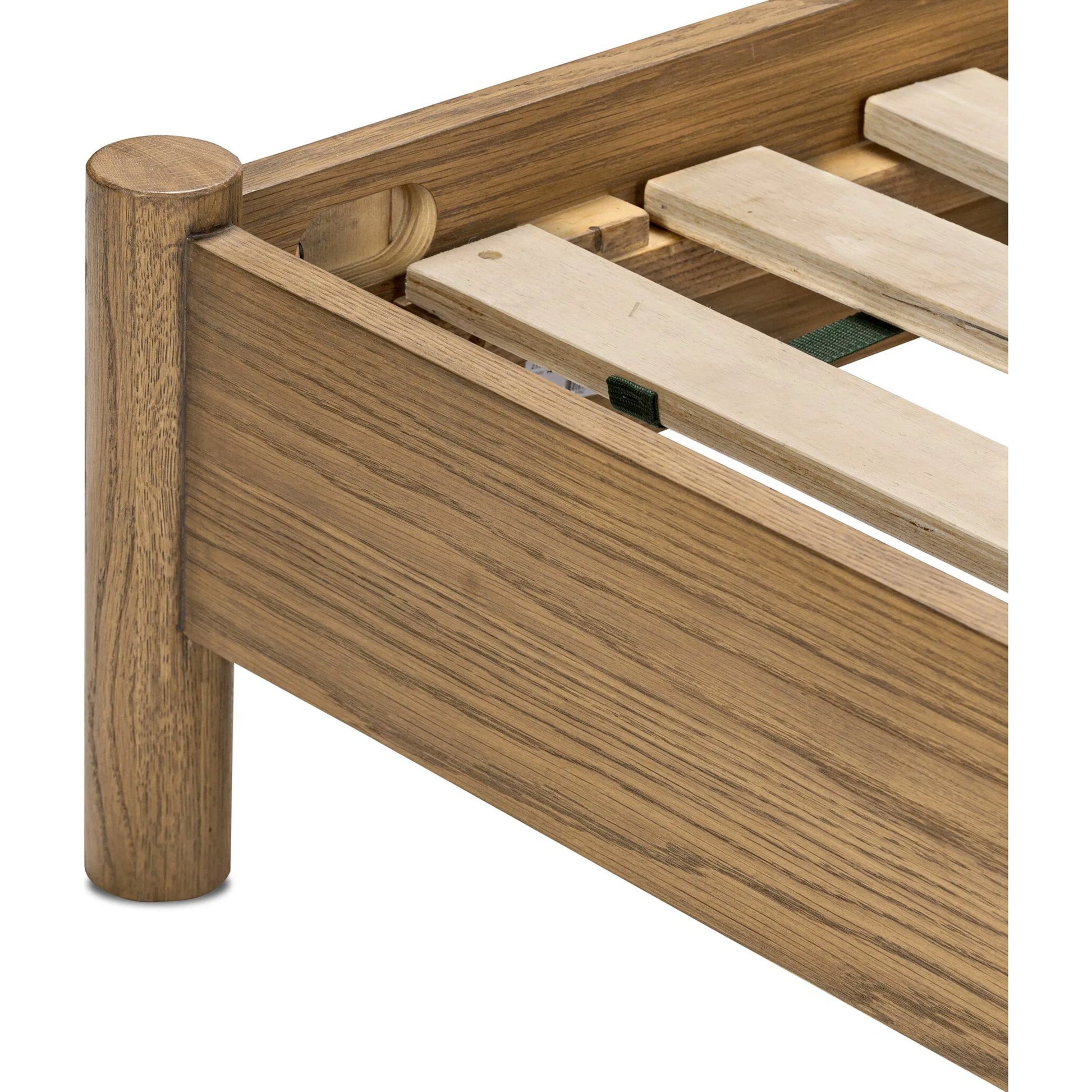 Roark Bed by Four Hands in palermo drift, amber oak, amber oak veneer. Made from top grain leather, solid oak, oak veneer in a traditional style.