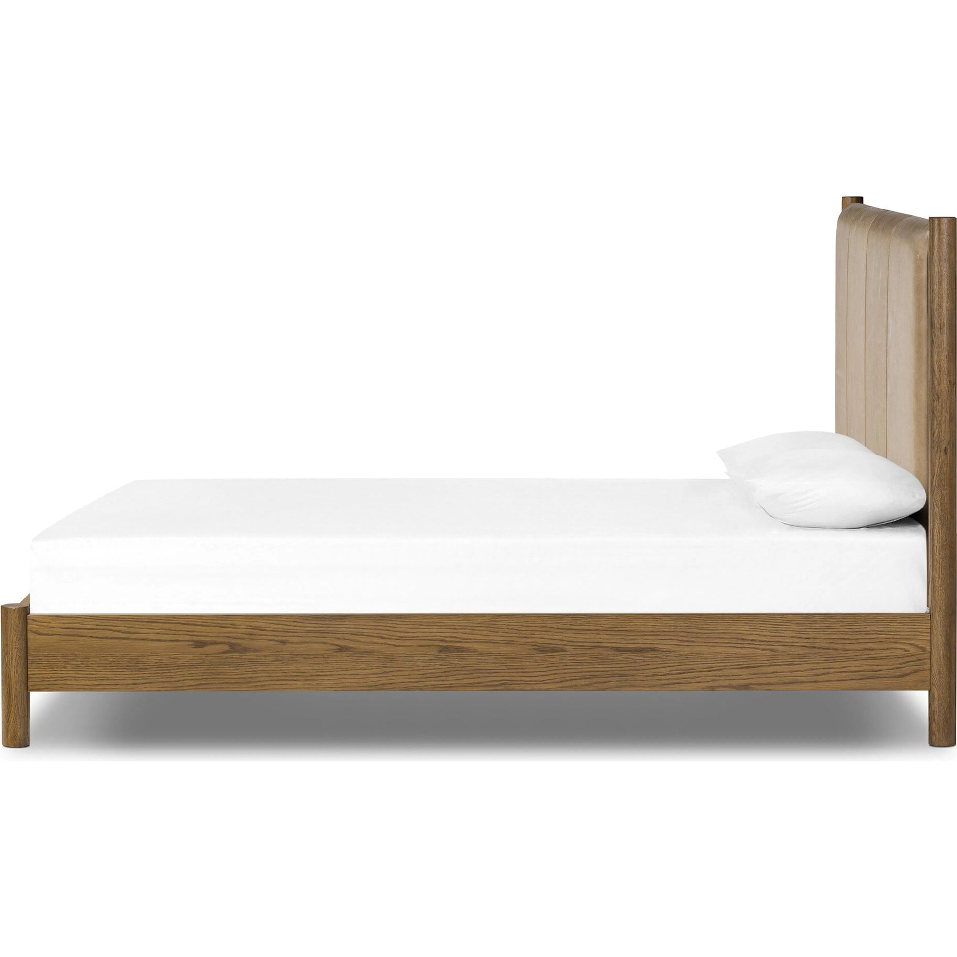 Roark Bed by Four Hands in palermo drift, amber oak, amber oak veneer. Made from top grain leather, solid oak, oak veneer in a traditional style.