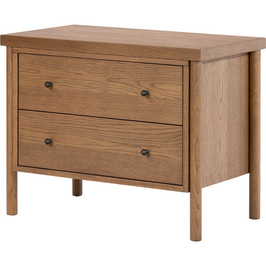 Roark Nightstand by Four Hands in amber oak. Made from oak veneer, solid oak in a modern style.