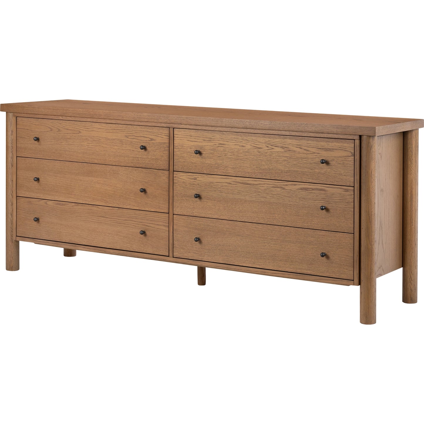 001 SI-2074642 | Primary Silo | Roark 6 Drawer Dresser by Four Hands in amber oak veneer. Made from oak veneer, solid oak in a modern style.