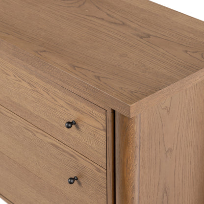 Roark 6 Drawer Dresser by Four Hands in amber oak. Made from oak veneer, solid oak in a modern style.