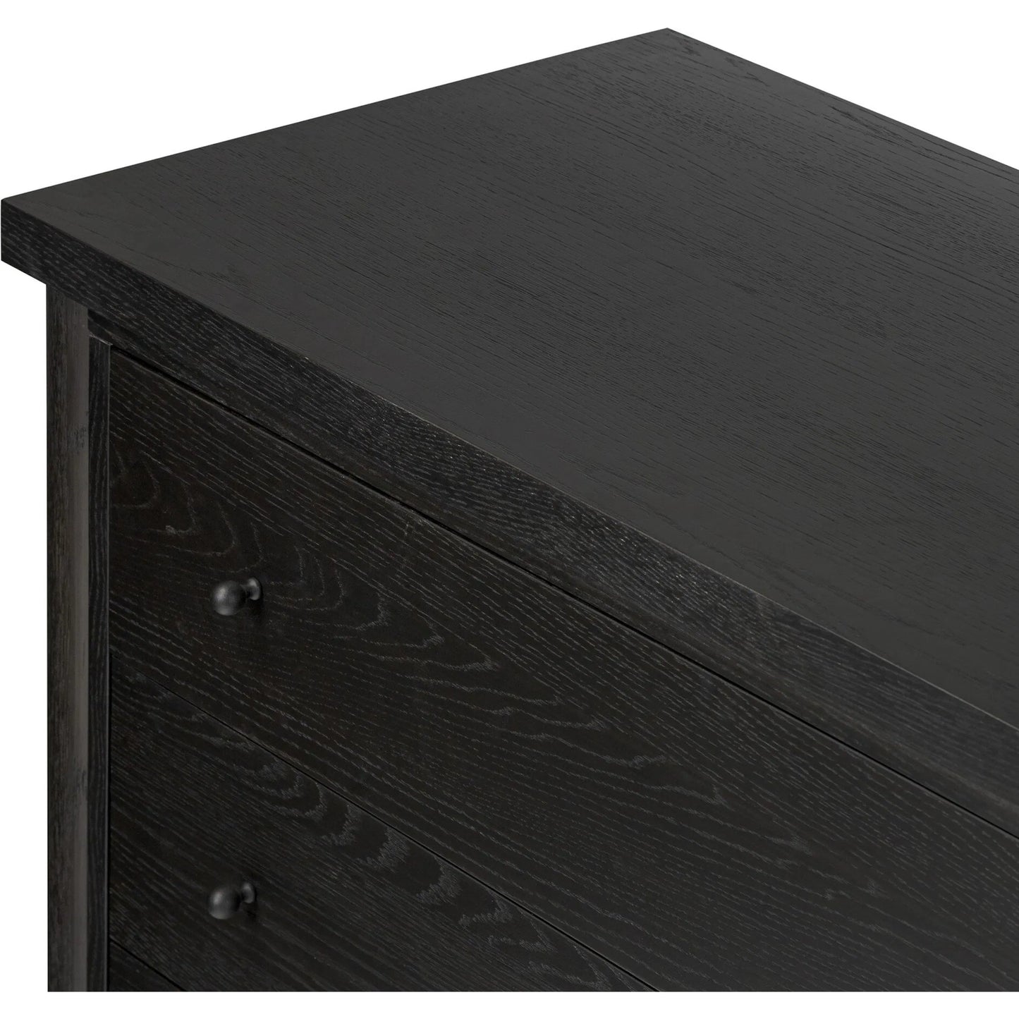 006 SI-2519278 | Closeup | Roark 6 Drawer Dresser by Four Hands in ebony oak veneer. Made from oak veneer, solid oak in a traditional style.
