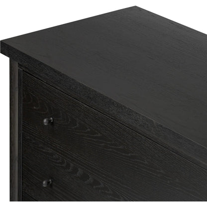 Roark 6 Drawer Dresser by Four Hands in ebony oak veneer. Made from oak veneer, solid oak in a traditional style.