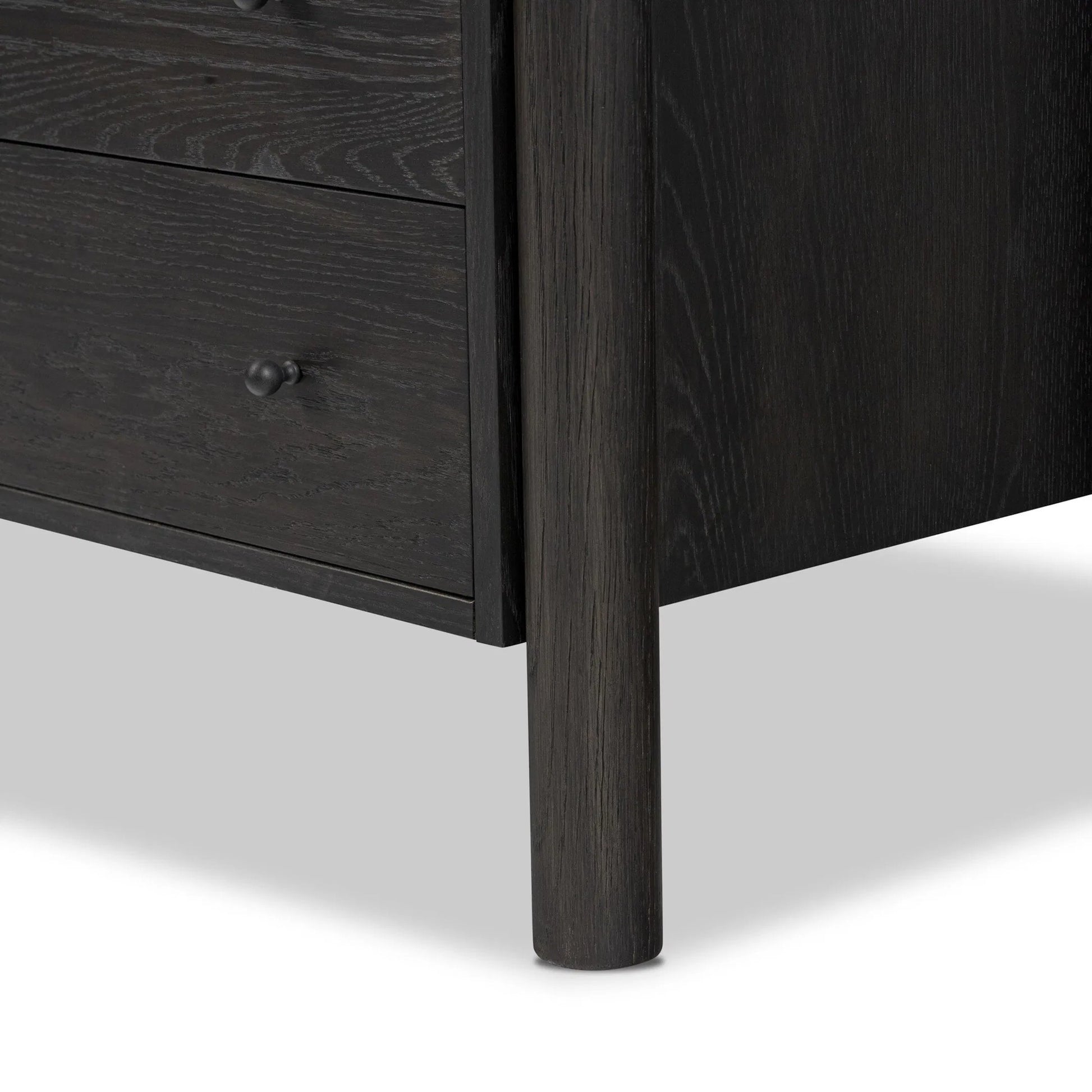 Roark 6 Drawer Dresser by Four Hands in ebony oak veneer. Made from oak veneer, solid oak in a traditional style.