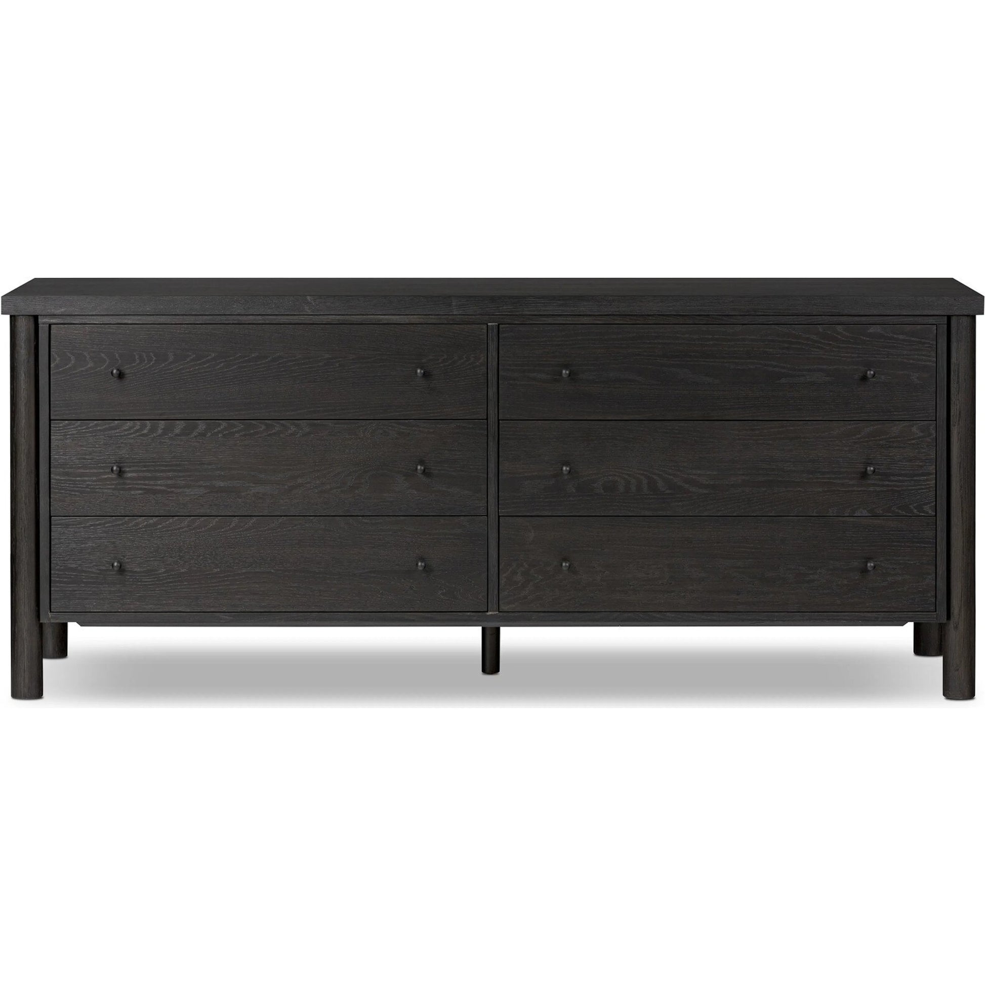 Roark 6 Drawer Dresser by Four Hands in ebony oak veneer. Made from oak veneer, solid oak in a traditional style.