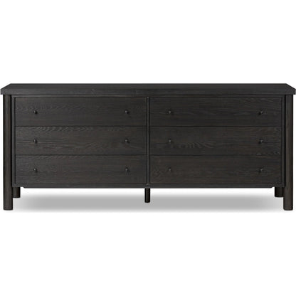 Roark 6 Drawer Dresser by Four Hands in ebony oak veneer. Made from oak veneer, solid oak in a traditional style.