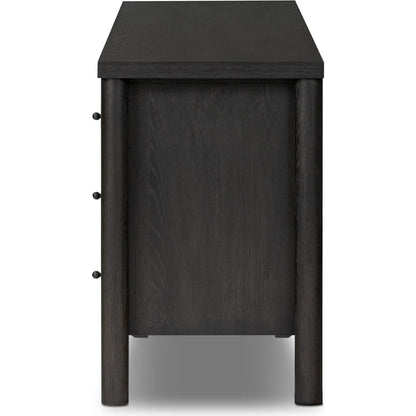 Roark 6 Drawer Dresser by Four Hands in ebony oak veneer. Made from oak veneer, solid oak in a traditional style.
