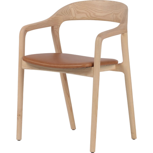 Amare Dining Armchair by Four Hands. Made from top grain leather, solid ash, poplar plywood in a modern style.