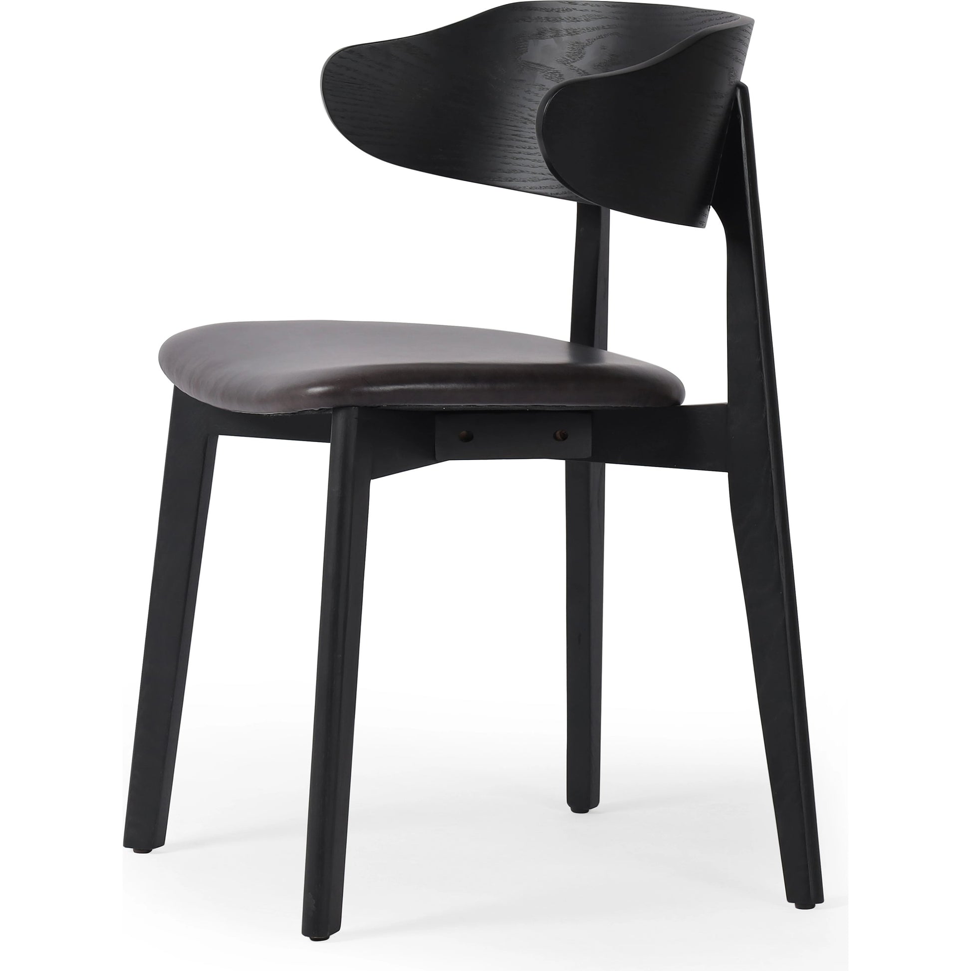 Franco Upholstered Dining Chair by Four Hands in sonoma black and black. Made from top grain leather, solid ash, ash veneer in a modern style.