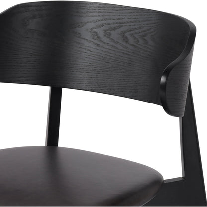 Franco Upholstered Dining Chair by Four Hands in sonoma black and black. Made from top grain leather, solid ash, ash veneer in a modern style.