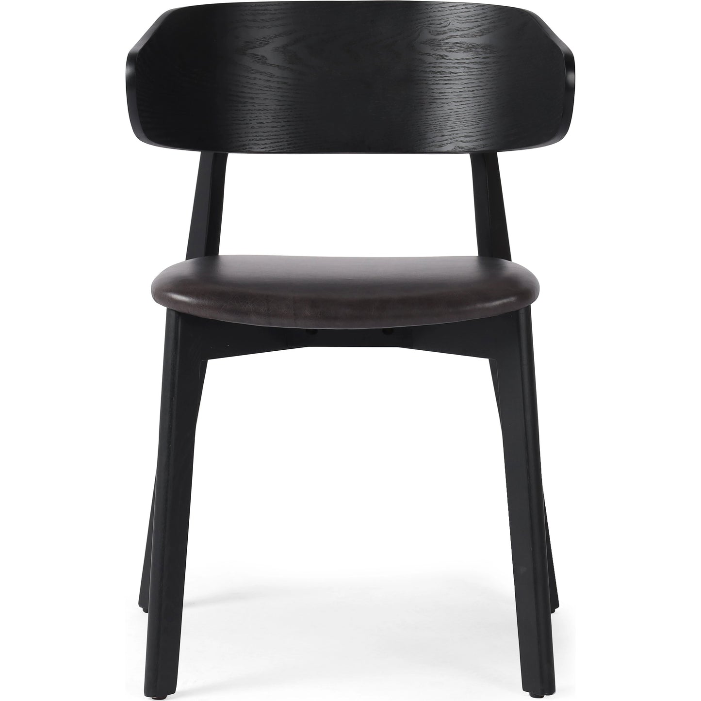 002 SI-2074298 | Additional Silo | Franco Upholstered Dining Chair by Four Hands in sonoma black and black. Made from top grain leather, solid ash, ash veneer in a modern style.