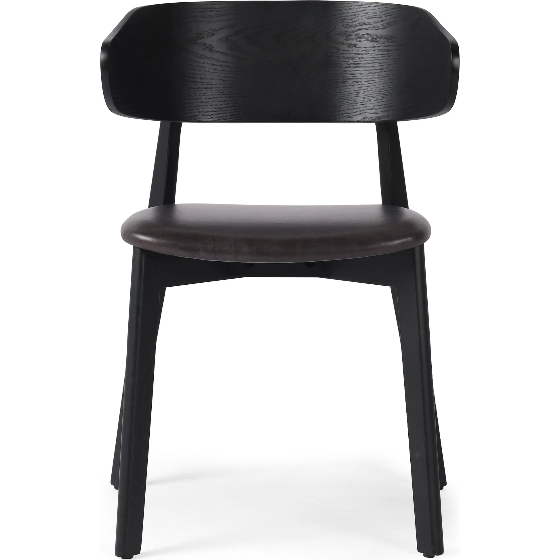 Franco Upholstered Dining Chair by Four Hands in sonoma black and black. Made from top grain leather, solid ash, ash veneer in a modern style.