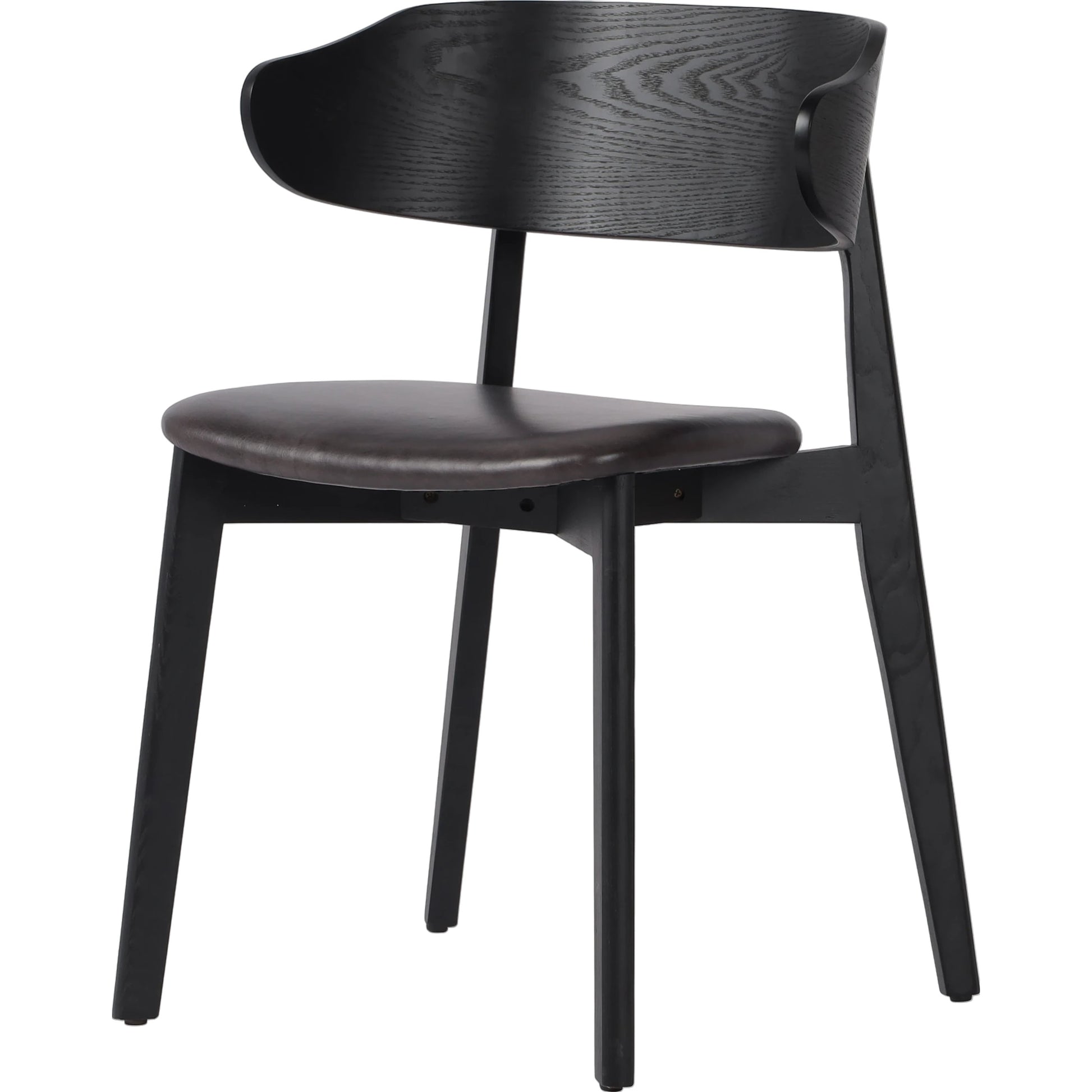 Franco Upholstered Dining Chair by Four Hands in sonoma black and black. Made from top grain leather, solid ash, ash veneer in a modern style.