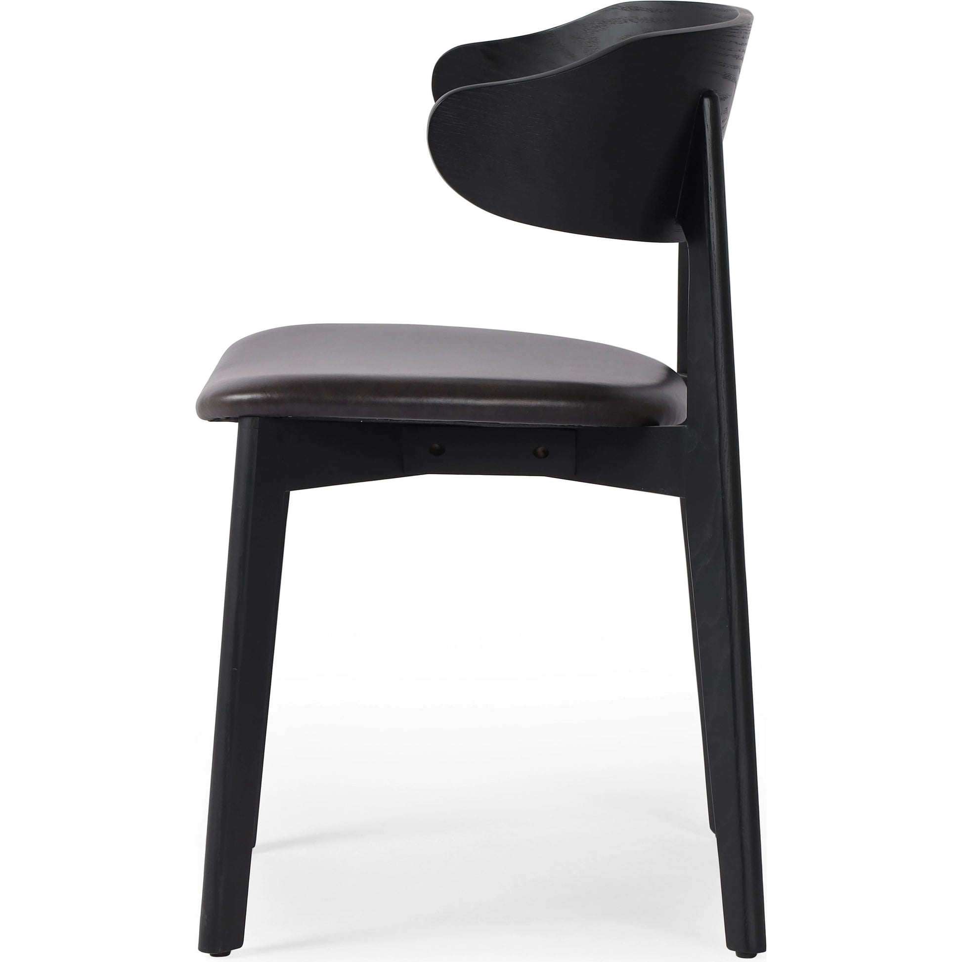 Franco Upholstered Dining Chair by Four Hands in sonoma black and black. Made from top grain leather, solid ash, ash veneer in a modern style.