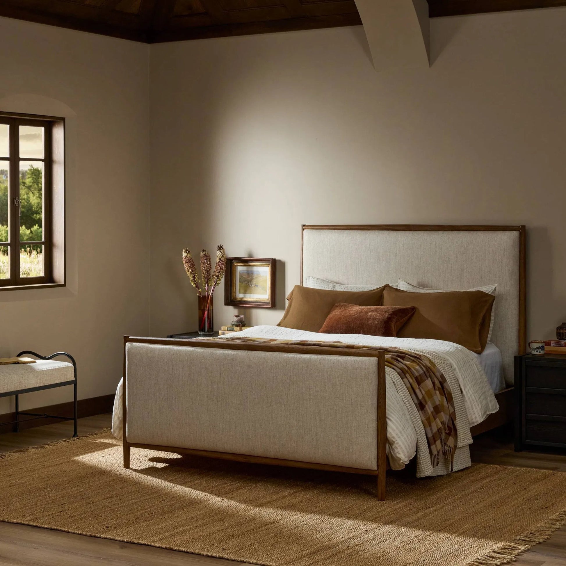 Glenview Bed by Four Hands in weathered oak. Made from solid oak, thick oak veneer in a modern style.