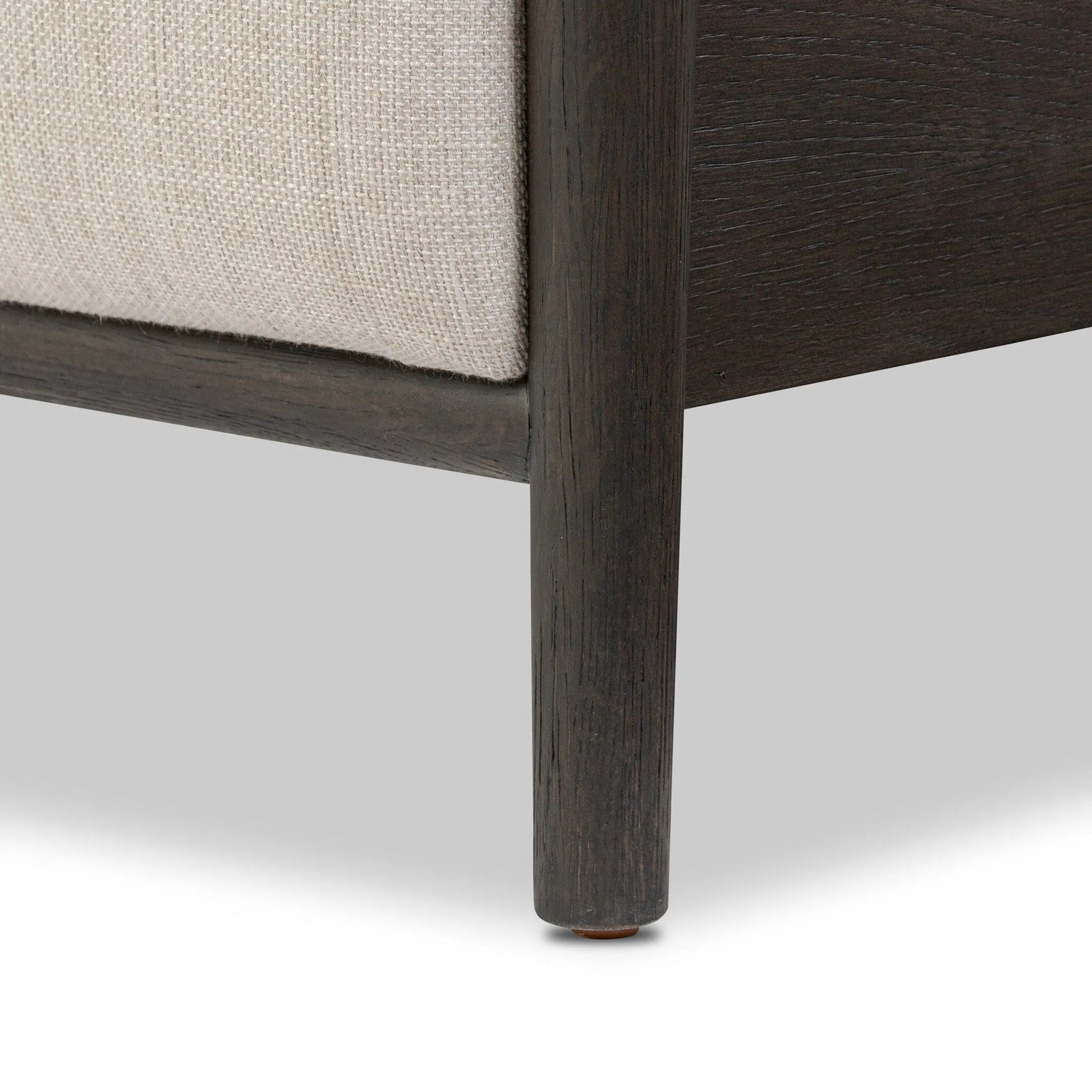 Glenview Bed by Four Hands in essence natural, smoked black oak. Made from 49% viscose (rayon), 22% flax/linen, 18% polyester, 11% cotton, solid oak in a transitional style.