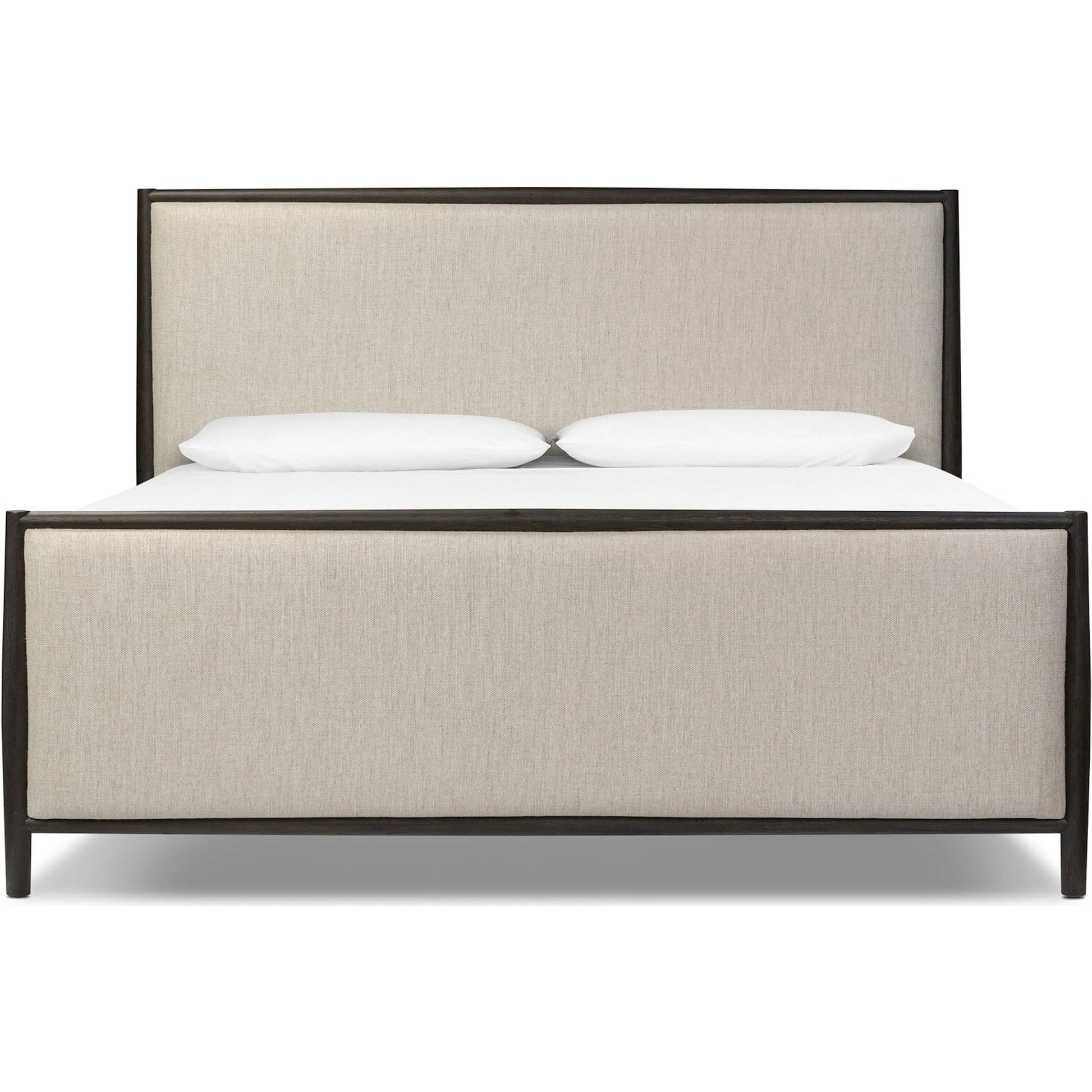 Glenview Bed by Four Hands in essence natural, smoked black oak. Made from 49% viscose (rayon), 22% flax/linen, 18% polyester, 11% cotton, solid oak in a transitional style.