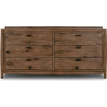 Glenview 6 Drawer Dresser by Four Hands in weathered oak. Made from thick oak veneer, solid oak in a modern style.