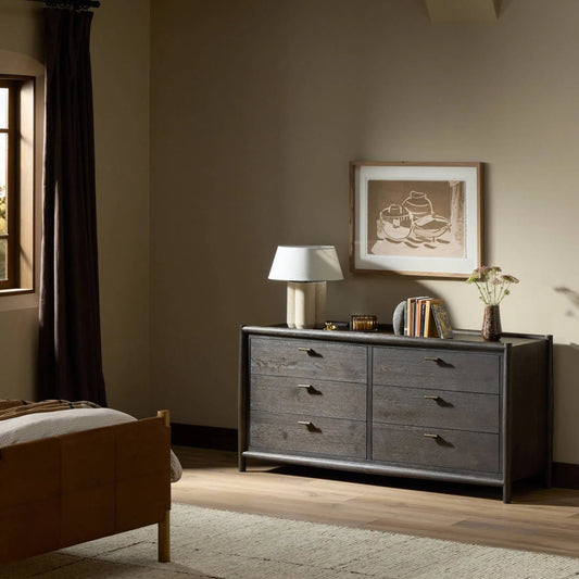 Glenview 6 Drawer Dresser by Four Hands in weathered oak. Made from unique in a modern style.