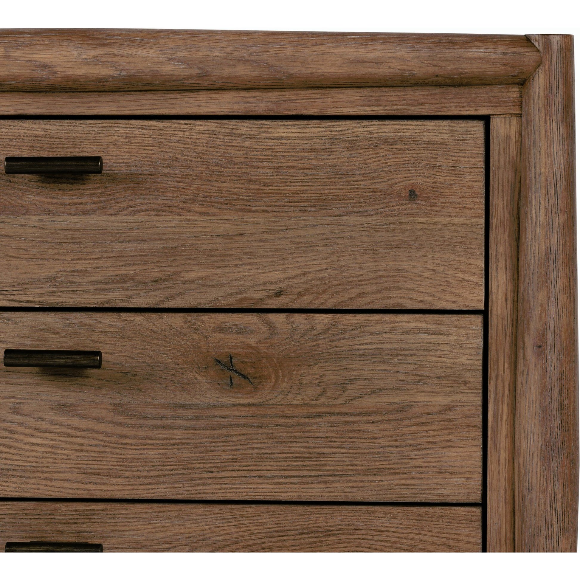 Glenview Nightstand by Four Hands in weathered oak. Made from thick oak veneer, solid oak in a modern style.