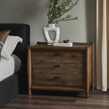 Glenview Nightstand by Four Hands in weathered oak veneer. Made from thick oak veneer, solid oak in a modern style.