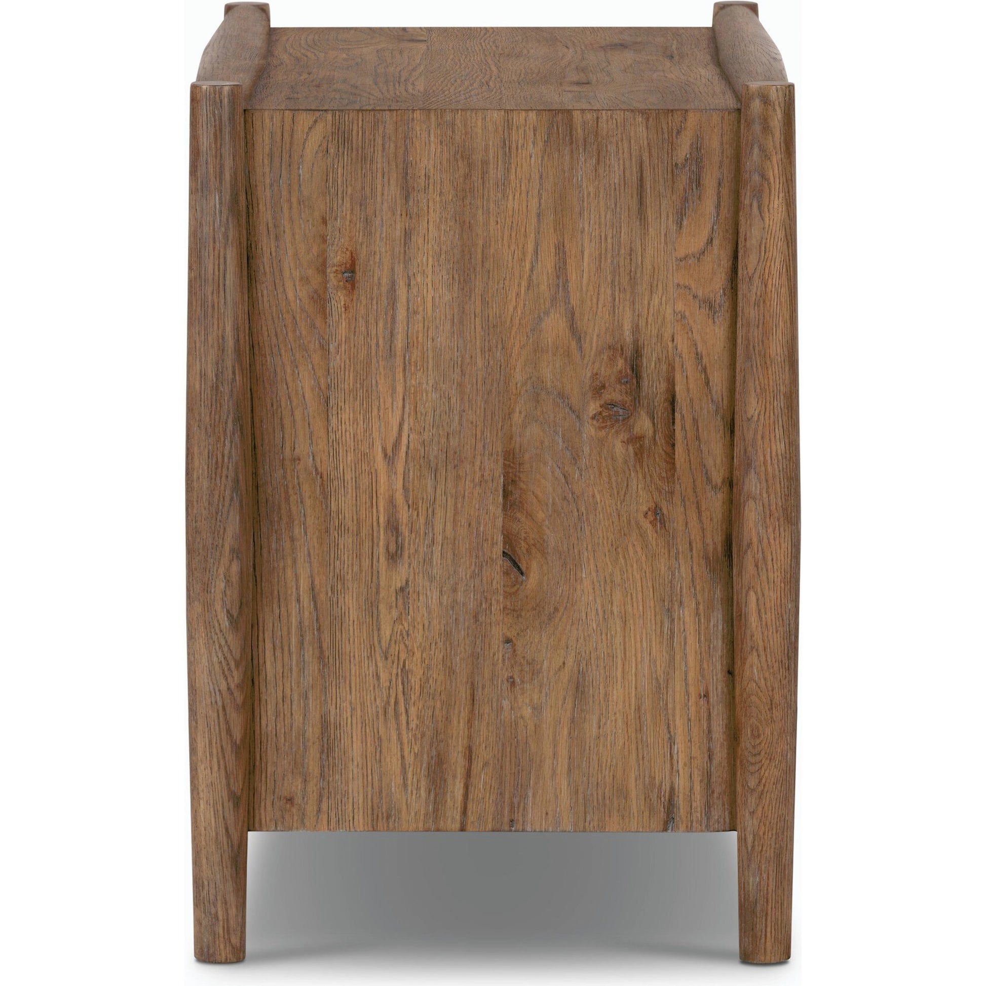 Glenview Nightstand by Four Hands in weathered oak. Made from thick oak veneer, solid oak in a modern style.