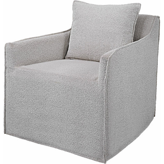 Welland Swivel Chair by Uttermost in gray. Made from hardwood, plywood, bent wood, fabric in a transitional style.