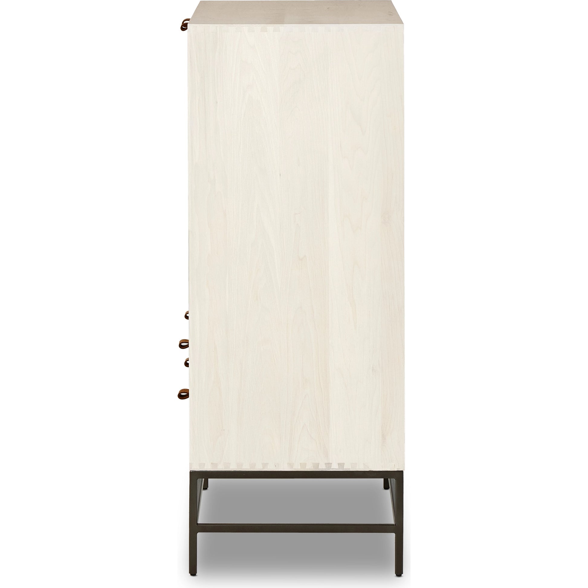 Trey Bar Cabinet by Four Hands in black wash poplar, toffee leather. Made from solid poplar, top grain leather in a modern style.