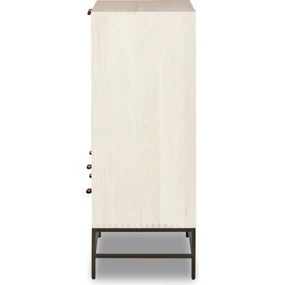 Trey Bar Cabinet by Four Hands in black wash poplar, toffee leather. Made from solid poplar, top grain leather in a modern style.