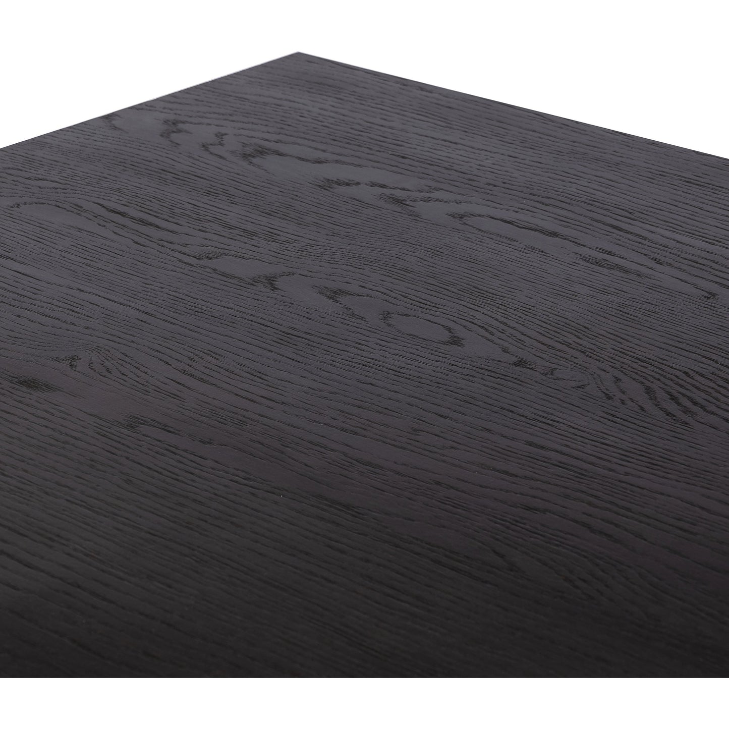 009 SI-2074694 | Closeup | Shavano Dining Table by Four Hands in espresso oak. Made from oak veneer, solid oak, poplar eucalyptus plywood in a modern style.