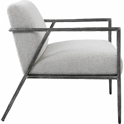 Brisbane Chair by Uttermost in ivory, gray and charcoal. Made from cast iron, mdf, foam, fabric in a transitional style.