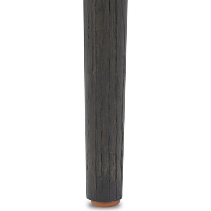 Glenview Dining Armchair by Four Hands in weslie feather, smoked black oak. Made from 100% recycled olefin, solid oak in a transitional style.