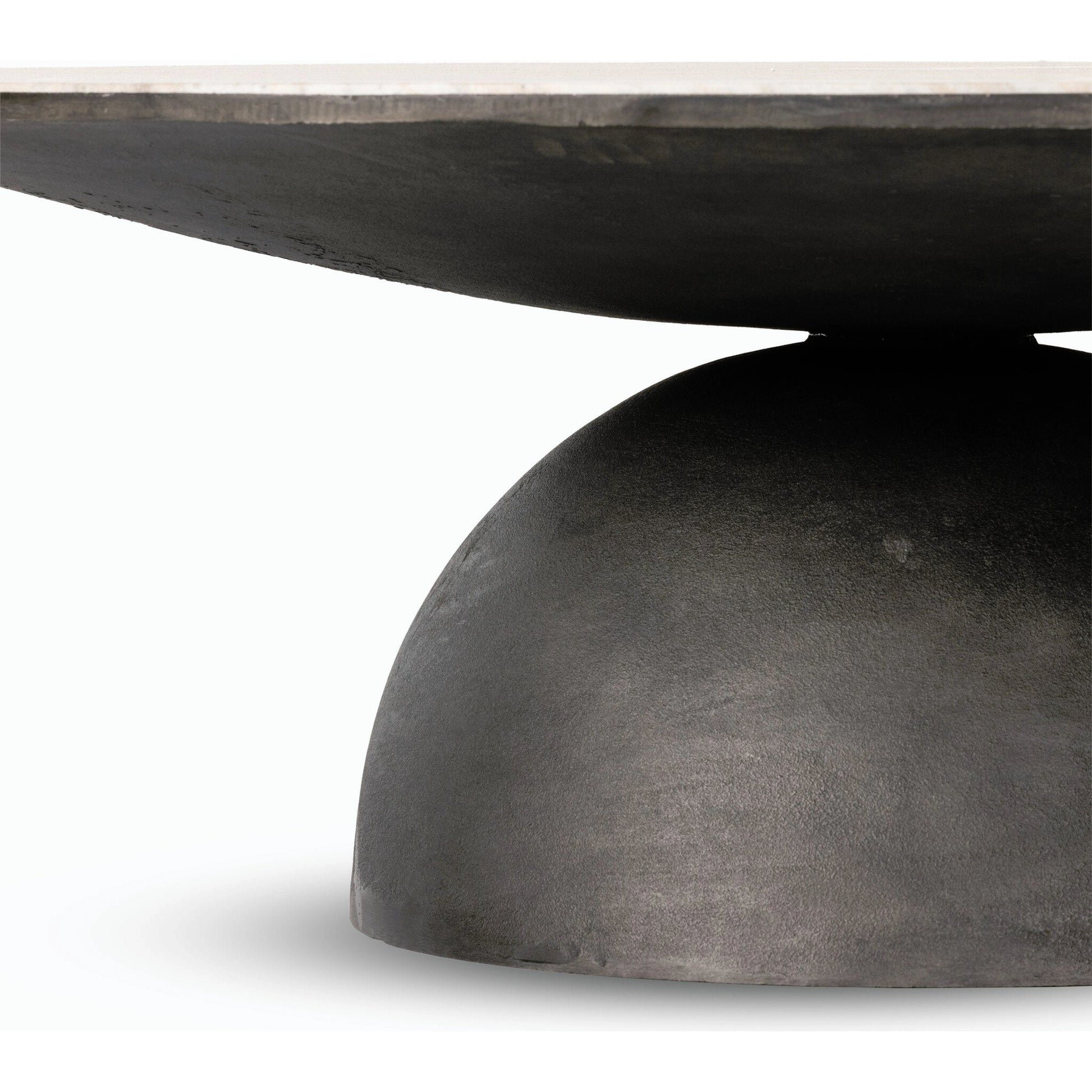 Corbett Large Coffee Table by Four Hands in hammered grey, creamy taupe marble. Made from solid marble, aluminum, engineered hardwood in a modern style.