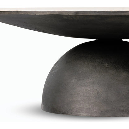 Corbett Large Coffee Table by Four Hands in hammered grey, creamy taupe marble. Made from solid marble, aluminum, engineered hardwood in a modern style.