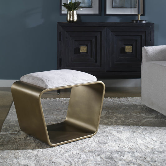 Hoop Bench by Uttermost in antique gold. Made from iron, mdf, polyester, foam in a modern style.