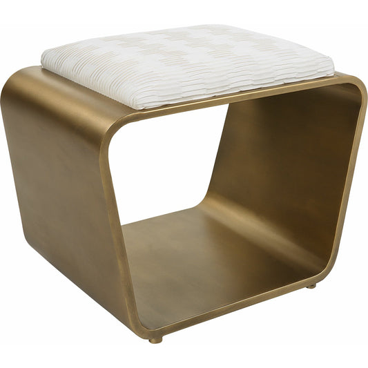 Hoop Bench by Uttermost in antique gold. Made from iron, mdf, polyester, foam in a modern style.
