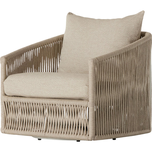 Porto Outdoor Swivel Chair by Four Hands. Made from 100% olefin, aluminum, 100% polypropylene in a modern style.