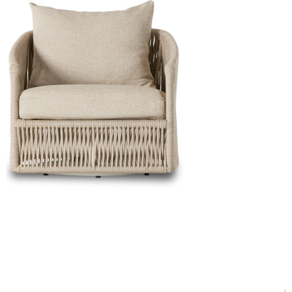 Porto Outdoor Swivel Chair by Four Hands. Made from 100% olefin, aluminum, 100% polypropylene in a modern style.