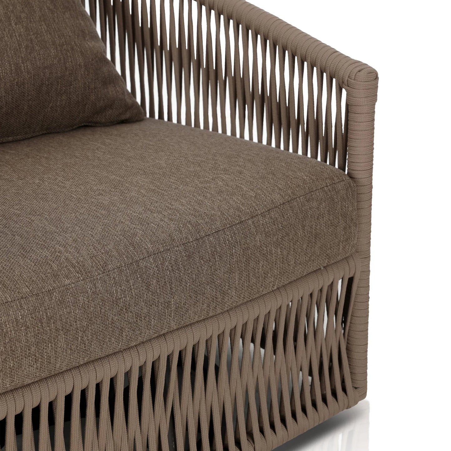 023 SI-2320219 | Closeup | Porto Outdoor Swivel Chair by Four Hands. Made from 100% olefin, aluminum, 100% polypropylene in a modern style.