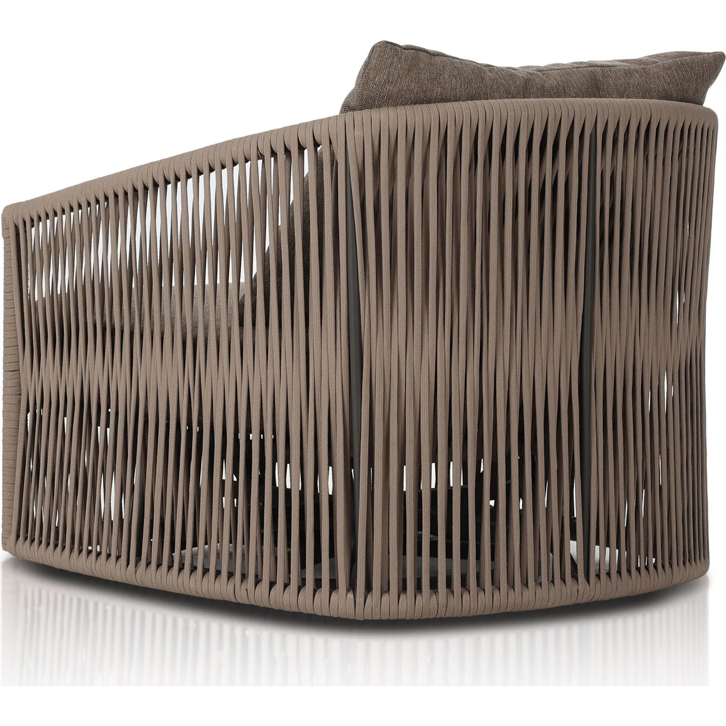 025 SI-2320219 | Closeup | Porto Outdoor Swivel Chair by Four Hands. Made from 100% olefin, aluminum, 100% polypropylene in a modern style.