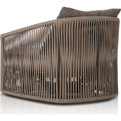 Porto Outdoor Swivel Chair by Four Hands. Made from 100% olefin, aluminum, 100% polypropylene in a modern style.