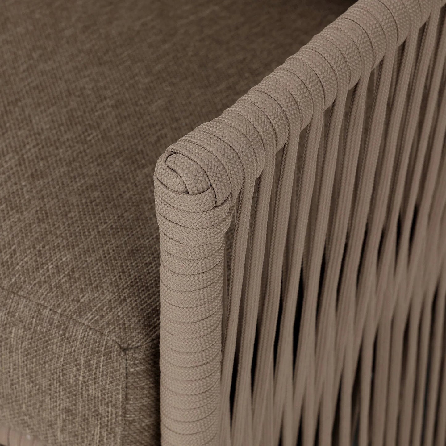 027 SI-2320219 | Closeup | Porto Outdoor Swivel Chair by Four Hands. Made from 100% olefin, aluminum, 100% polypropylene in a modern style.