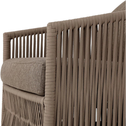 Porto Outdoor Swivel Chair by Four Hands. Made from 100% olefin, aluminum, 100% polypropylene in a modern style.