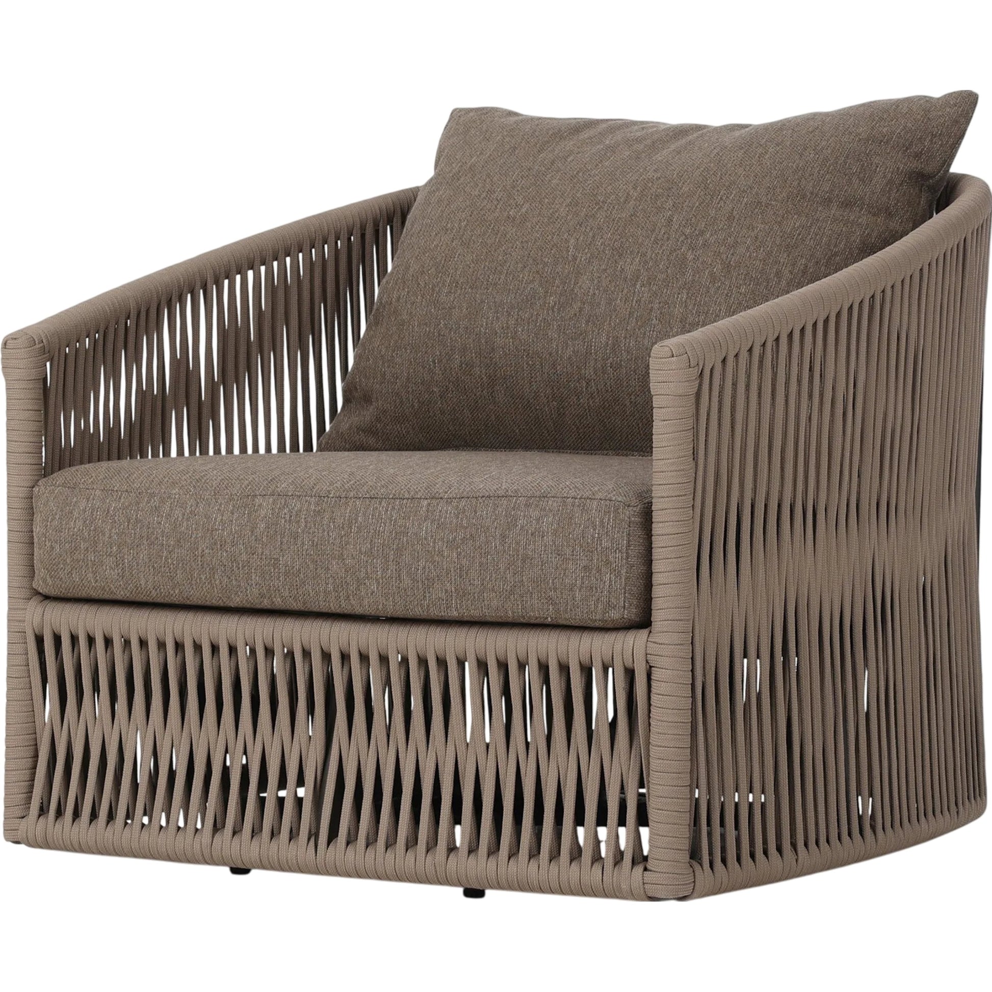 Porto Outdoor Swivel Chair by Four Hands. Made from 100% olefin, aluminum, 100% polypropylene in a modern style.