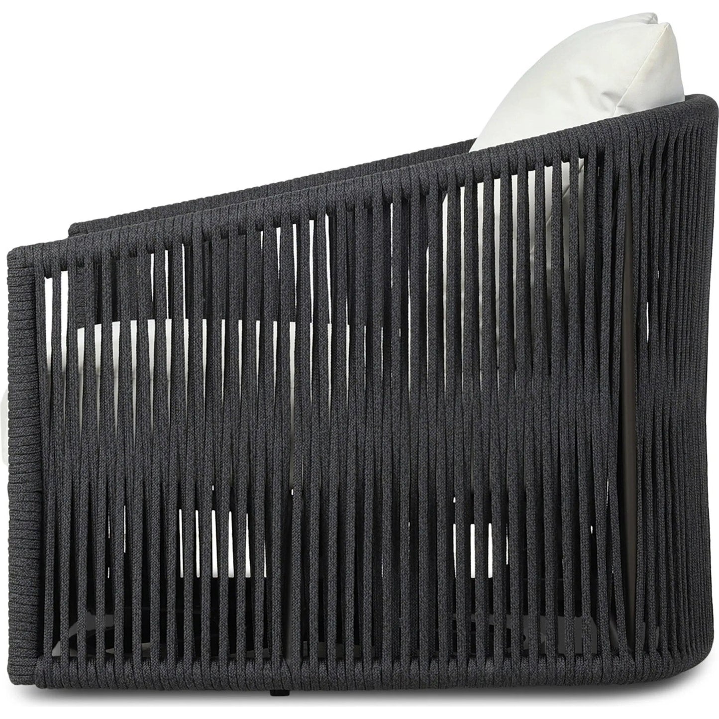 003 SI-2519268 | Additional Silo | Porto Outdoor Swivel Chair by Four Hands in arashi salt, bronze, thick dark grey rope. Made from 100% acrylic, aluminum, 100% polypropylene in a rustic style.