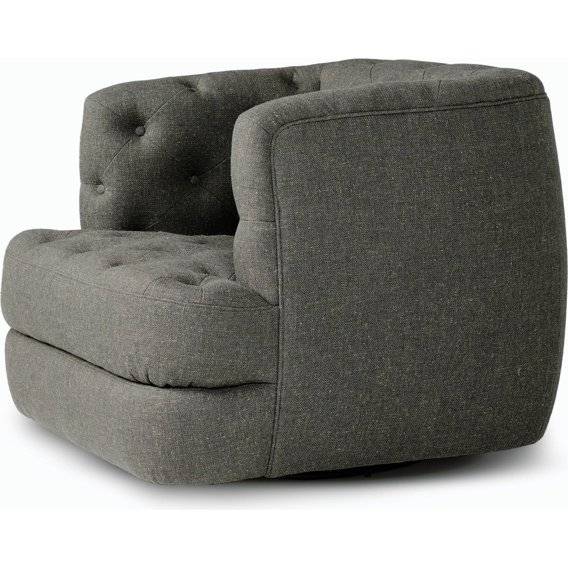 Paul Swivel Chair by Four Hands in raleigh cigar. Made from top grain leather, poplar plywood, 100% polyester in a modern style.