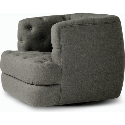 Paul Swivel Chair by Four Hands in raleigh cigar. Made from top grain leather, poplar plywood, 100% polyester in a modern style.