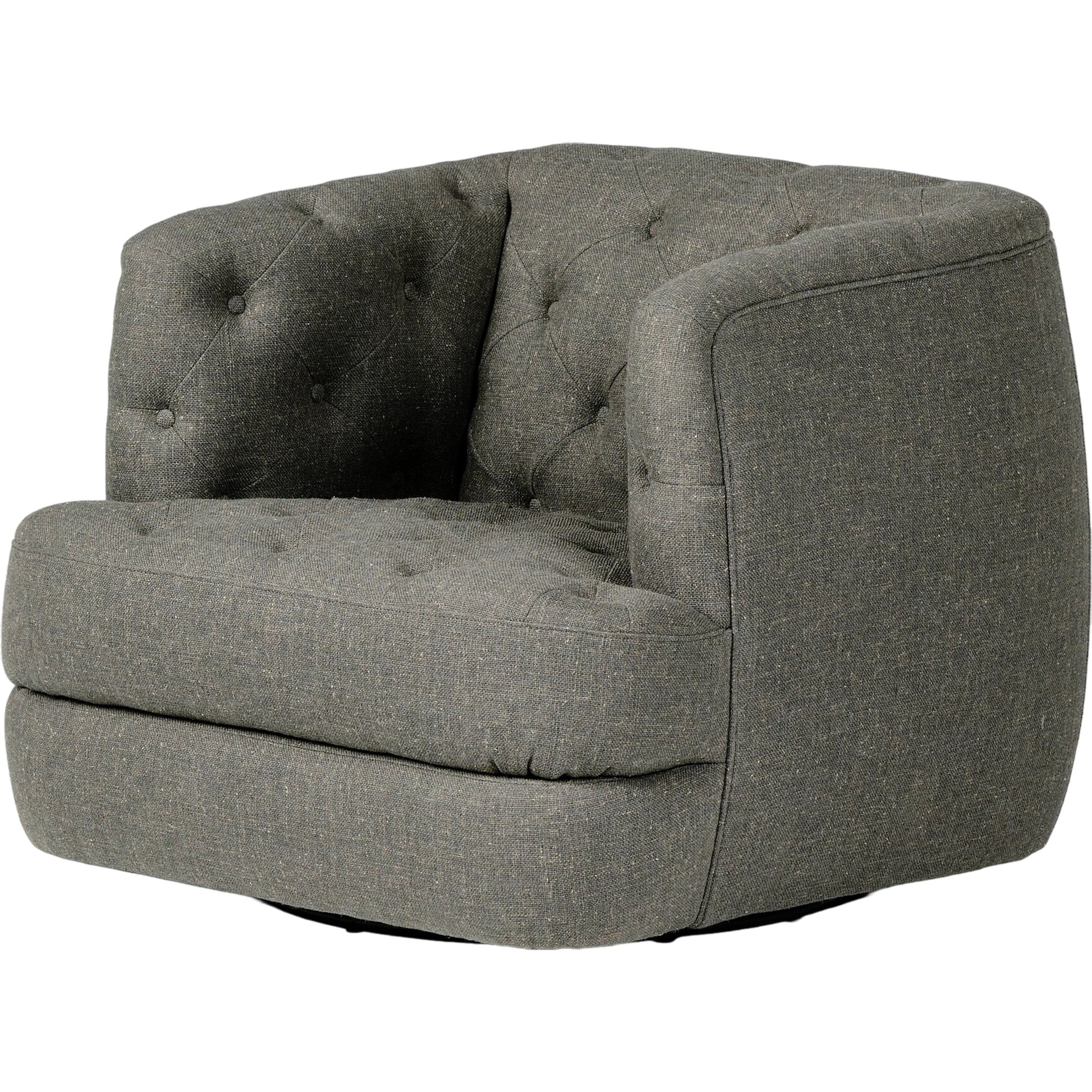 Paul Swivel Chair by Four Hands in raleigh cigar. Made from top grain leather, poplar plywood, 100% polyester in a modern style.