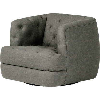 Paul Swivel Chair by Four Hands in raleigh cigar. Made from top grain leather, poplar plywood, 100% polyester in a modern style.